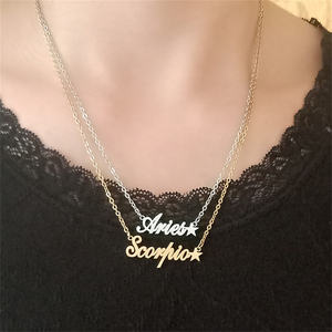 MARONEW nome personalizzato 12 gioielli con stella oroscopo in acciaio inossidabile placcato oro 18 carati segno zodiacale collare per collana a catena cubana - Product Image 4