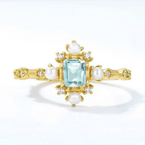 Anillo Vintage con Perlas de Imitación para Mujer, Elegante Estilo Corte, Joyería de Moda para el Dedo - Product Image 1