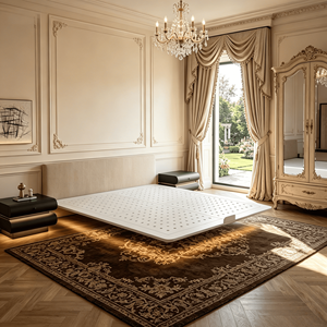 Lit flottant au design minimaliste en acier inoxydable et carbone, avec <span class=keywords><strong>pieds</strong></span> dissimulés, cadre de lit plateforme, <span class=keywords><strong>sommier</strong></span> suspendu - Product Image 3
