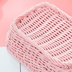 Vòng đa năng dệt tay mây giỏ trái cây nhựa lót cho thực phẩm hoặc snack handweaved lưu trữ giỏ - Product Image 3