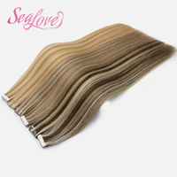 Extensions de cheveux naturels à double trame, couleur balayage, lisses, avec bandes adhésives, vente en gros