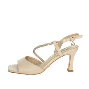 Sandalias de Tacón para Mujer Miabelle MB140 Color Crema con Punta Cuadrada y Correa en el Tobillo, Zapatos para Boda - Product Image 1