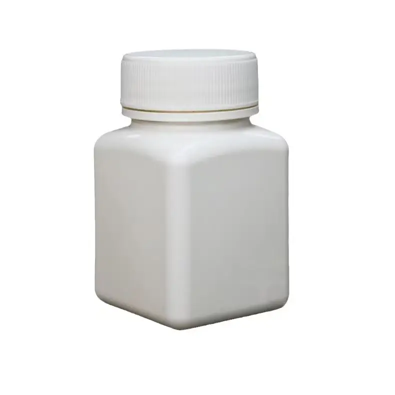 Frasco de comprimidos com tampa à prova de crianças, recipiente quadrado para comprimidos, 30ml, 60ml, 100ml, HDPE/PE, plástico quadrado, para comprimidos de vitamina