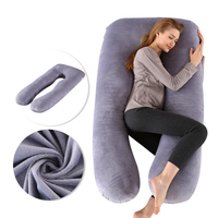 Oreiller de grossesse gris en forme de U et oreiller de maternité pour le dos, les hanches, les jambes et le ventre pour femmes enceintes