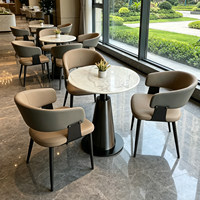 Ensemble table et chaises de négociation commerciales modernes en marbre pour cafés, bureaux de vente, hôtels, bars, salons - Imperméable et anti-salissures