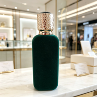 Flacon de parfum carré de luxe avec pulvérisateur atomiseur, en verre floqué, vide, personnalisable avec logo, design 2026, OEM, 50 ml avec capuchon doré