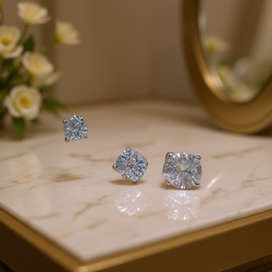 Pendientes de Oro con Diamantes de 8mm, Corte Brillante Redondo, Color G Natural, Joyería Minimalista para Mujer, Uso Diario - Product Image 2