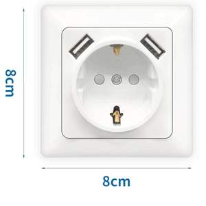 Enchufe alemán de 1 toma con 2 puertos USB, color blanco, ideal para cargar dispositivos móviles y electrodomésticos. - Product Image 1