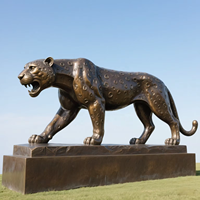 Sculpture en bronze personnalisée de statues d'animaux, statue de léopard en bronze d'animaux sauvages à grande échelle