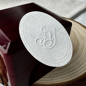 Custom Luxury Perfume Textured <strong>Paper</strong> 3d Logo <strong>Embossed</strong> Candle Packaging Labels Sticker Business Sealing Stickers - Product Image 6