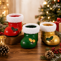 Maceta con Forma de Bota de Navidad, Maceta de Porcelana con Diseño Minimalista, Duradera y Ecológica, Decoración para Mesa de Jardín o Hogar