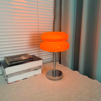 Lampe de table moderne en verre en forme de hamburger, alimentée par USB, 3 couleurs réglables, 5W, style Bauhaus, orange