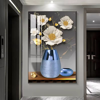 Usine en gros abstrait fleur vase fleur cristal porcelaine peinture LED haute définition impression décoration de la maison pièce d'art