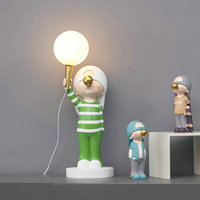 Décoration d'intérieur en polyrésine, accessoire d'éclairage, sculpture de garçon à bulles en résine nordique, lampe de table, décoration d'intérieur