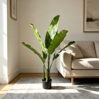 JOLAMIRA Plante Artificielle Bananier du Voyageur, Grande Plante d'Intérieur de Luxe Léger pour Salon, Style Nordique, en PE+Fer, Écologique