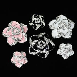 情人节创意奢华优雅山茶花金属黑粉色花朵吊饰DIY饰品配件手机壳装饰 - Product Image 3