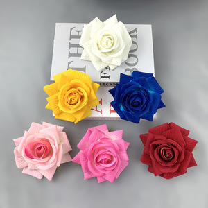 Rosas de terciopelo de 12 cm, cabezas de rosas de seda para decoración de pasteles de boda - Product Image 2
