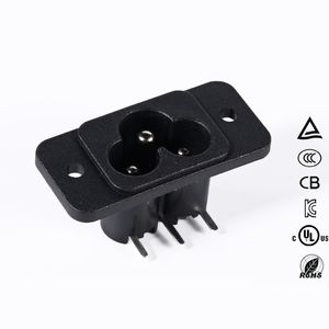 Conector de Alimentación IEC C6 Tipo Mickey Mouse, Montaje en Panel con Orejetas de Fijación, Negro, 2.5A 250V~ CA - Product Image 2