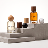 Flacon de parfum cylindrique en verre et plastique avec couvercle en bois, à faible MOQ, en stock, à l'épreuve des enfants, écologique, rechargeable, vaporisateur de parfum, logo personnalisé