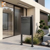 Boîte aux lettres moderne haut de gamme en acier inoxydable, autoportante, à poser au sol, avec revêtement en poudre