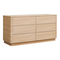 Ensembles de meubles de chambre à coucher au design américain Commode personnalisable à 6 tiroirs en bois de chêne de couleur