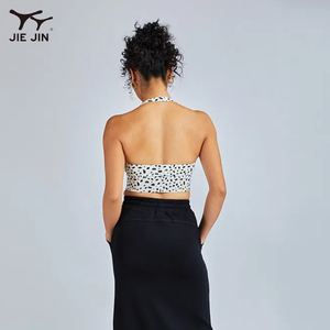 JIEJIN Custom Activewear moda <span class=keywords><strong>Sexy</strong></span> <span class=keywords><strong>Sexy</strong></span> stampa leopardato reggiseno sportivo con scollo all'americana per le donne - Product Image 3