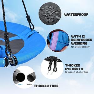 Columpio de Jardín <span class=keywords><strong>para</strong></span> Niños de 32 Pulgadas, Material de PVC <span class=keywords><strong>para</strong></span> Exteriores, Diseño de Platillo Volador Redondo, Nido de Árbol <span class=keywords><strong>para</strong></span> Jardín de Infancia y Parque de Aventuras - Product Image 3