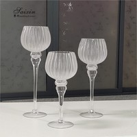 Ensemble de centre de table de mariage ZT-042, 3 pièces, bougeoir et lanterne en cristal transparent, vase floral élégant, fournitures de décoration