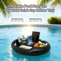 Bar à glace flottant multifonctionnel |   Support de boissons pour piscine, plateau à gobelets et support de service alimentaire pour fête