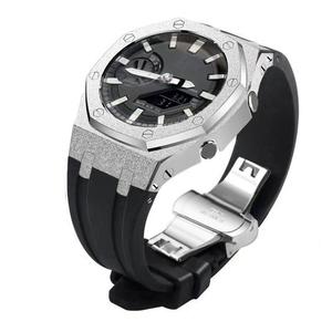 Lionorm ชุด <span class=keywords><strong>GA</strong></span>-2100 Gshock สำหรับ Casio, นาฬิกาสีทองฟรอสต์เคสอะไหล่สายรัดยาง <span class=keywords><strong>B2100</strong></span>สายรัดที่มีสเน่ห์แบบมืออาชีพ - Product Image 1