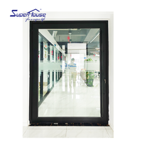 Porte pivotante centrale en aluminium anti-corrosion D2015 avec revêtement en poudre et grande ventilation pour magasin, balcon, immeuble de bureaux en Floride