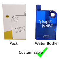 Bouteille d'eau en plastique personnalisée avec logo, format carnet A5, facile à transporter, pour la gym, avec emballage externe