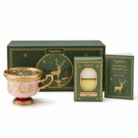 Lampe de Projection Aromathérapie de Luxe, Veilleuse Émaillée avec 3 Bougies Parfumées et Assiettes, Coffret Cadeau, Bougies Parfumées