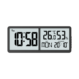 Ewetime <span class=keywords><strong>LCD</strong></span> Dual Screen Relógio de parede Interior Temperatura/Umidade e 7 Idiomas Semana <span class=keywords><strong>Display</strong></span> Rádio Controle Função Amostra Grátis - Product Image 2