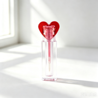 Tubes de brillant à lèvres coeur rose clair de 3.5ml Récipient d'huile à lèvres vide carré Tubes et emballage de brillant à lèvres personnalisés