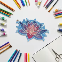 Patchs thermocollants en tissu brodés à la main, motif lotus exquis bleu irrégulier, pour vestes, t-shirts, et créations DIY personnalisées