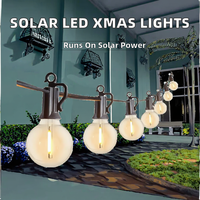 Guirnalda de Luces LED Metálicas para Exteriores HIGH HOME, G40, 25 Pies, IP65, Recargable con Energía Solar, Luz Blanca Cálida 2700K, con Sensor de Movimiento