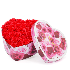 Luxury mothers day gift roses soap packaging boxes mom heart shape flower box custom bouquet heart box for flowers