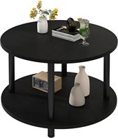 Table basse en bois double couche de style vintage français, idéale pour les salons familiaux, les appartements et les balcons.