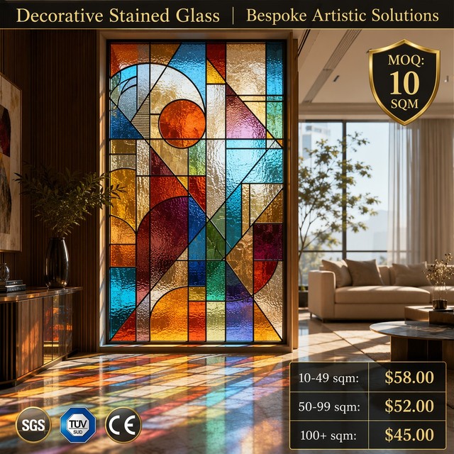 Decorative European Style Stained Glass Panels Anti-UV Protection for Church Industrial Kitchen Windows-Colorful Religious Art