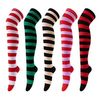 Chaussettes hautes de compression pour femmes de grande taille Bas rayé tricoté respirant sur la longueur du genou pour un usage quotidien