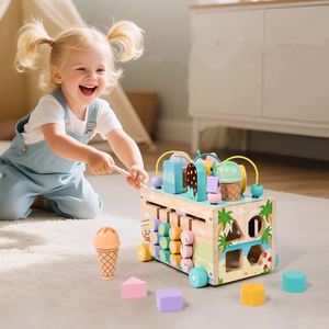Bloques de laberinto de cuentas, xilófono, juego de pesca, actividades educativas para niños pequeños, juguetes Montessori de madera - Product Image 6