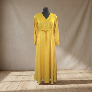 Robe musulmane Isamic Abaya thobe de prière en tissu fin avec le dernier design en manchette organique une robe jaune écologique - Product Image 2
