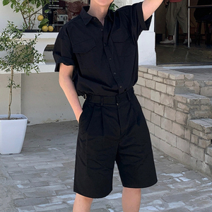 Chemises à manches courtes sur mesure de style coréen rétro 100 % coton anti-rétrécissement pour hommes – Fourniture ODM haut de gamme pour vêtements de travail et décontractés - Product Image 4