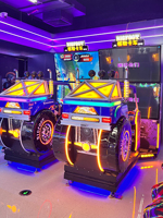 BIGFOOT Simulateur de course d'arcade de luxe à double écran, avec siège de conduite à mouvement pour véhicules tout-terrain, jeux à monnayeur
