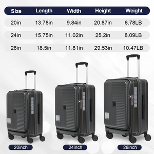 Ready Stock in USA Free Shipping 3-Piece Luggage,with front opening,TSA approved lock,hardshell suitcase, Support <b>Dropshipping</b> - Product Image 2