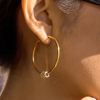 Anting J&D Geometric Multi Hoop Huggie Dua Warna Emas Perak Berlapis Baja Tahan Karat Modern Minimalis Dapat Ditumpuk Perhiasan Telinga