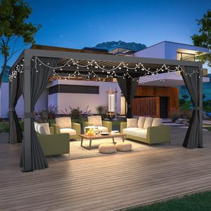 10 '* 13' 12 '* 16' <span class=keywords><strong>Abri</strong></span> de parasol de pergola à persiennes en aluminium pour <span class=keywords><strong>jardin</strong></span> et patio avec stores électriques 10 '* 10' 12 '* 20' - Product Image 2