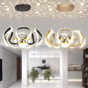 Lámpara Colgante LED JACKSUN de Aluminio Irregular 50W Regulable en Oro con Proyección de Cielo Estrellado para Restaurante y Hotel - Product Image 1