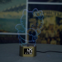 Dessin animé anime USB câble tactile 3D LED support de lumière lampe horloge base 7 couleurs coloré acrylique lumière Bases Table décor support
